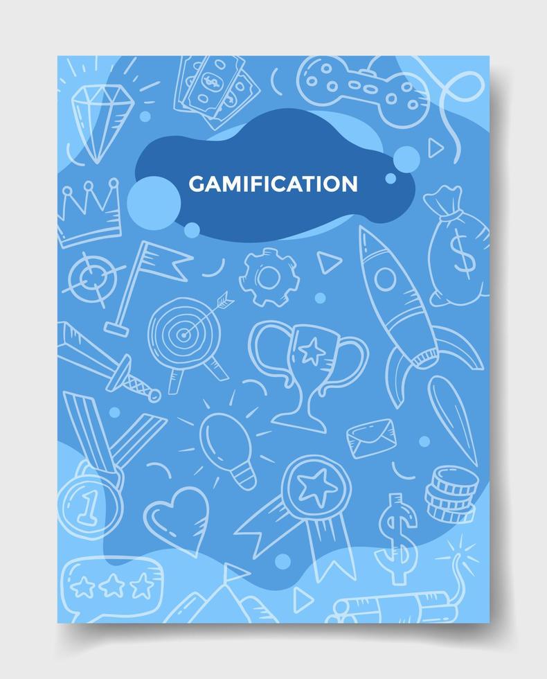 gamification life technology concept with doodle style for template of banners, flyer, books, and magazine cover vector