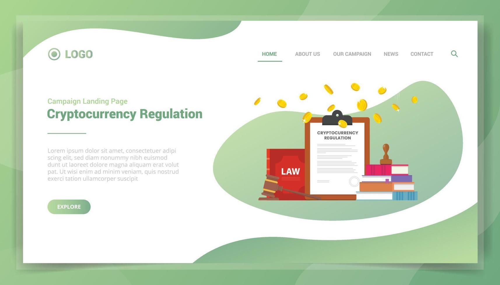 crypto cryptocurrency regulation technology business concept for website template landing homepage vector