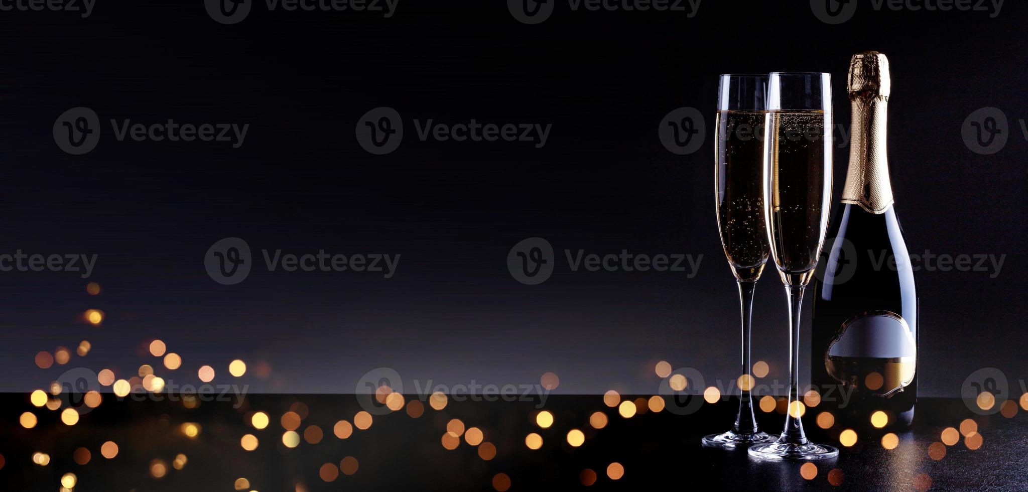 New years eve celebration background with champagne photo