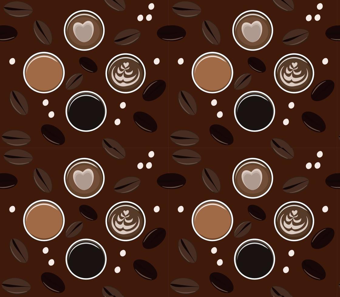 cup of coffee and beans pattern vector