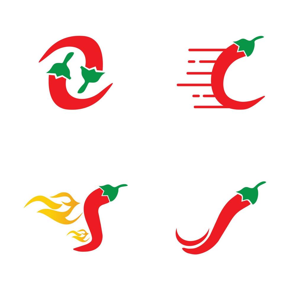 Red hot chili logo set design vector