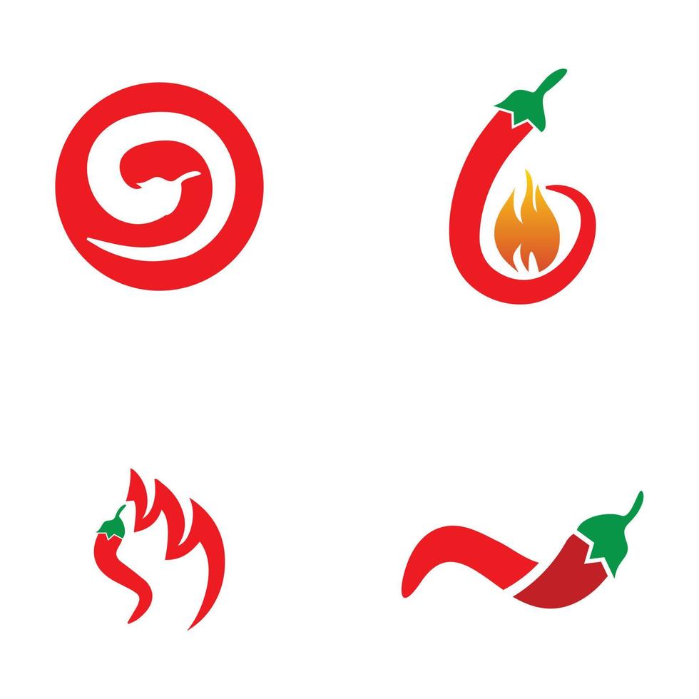 Red hot chili logo set design vector