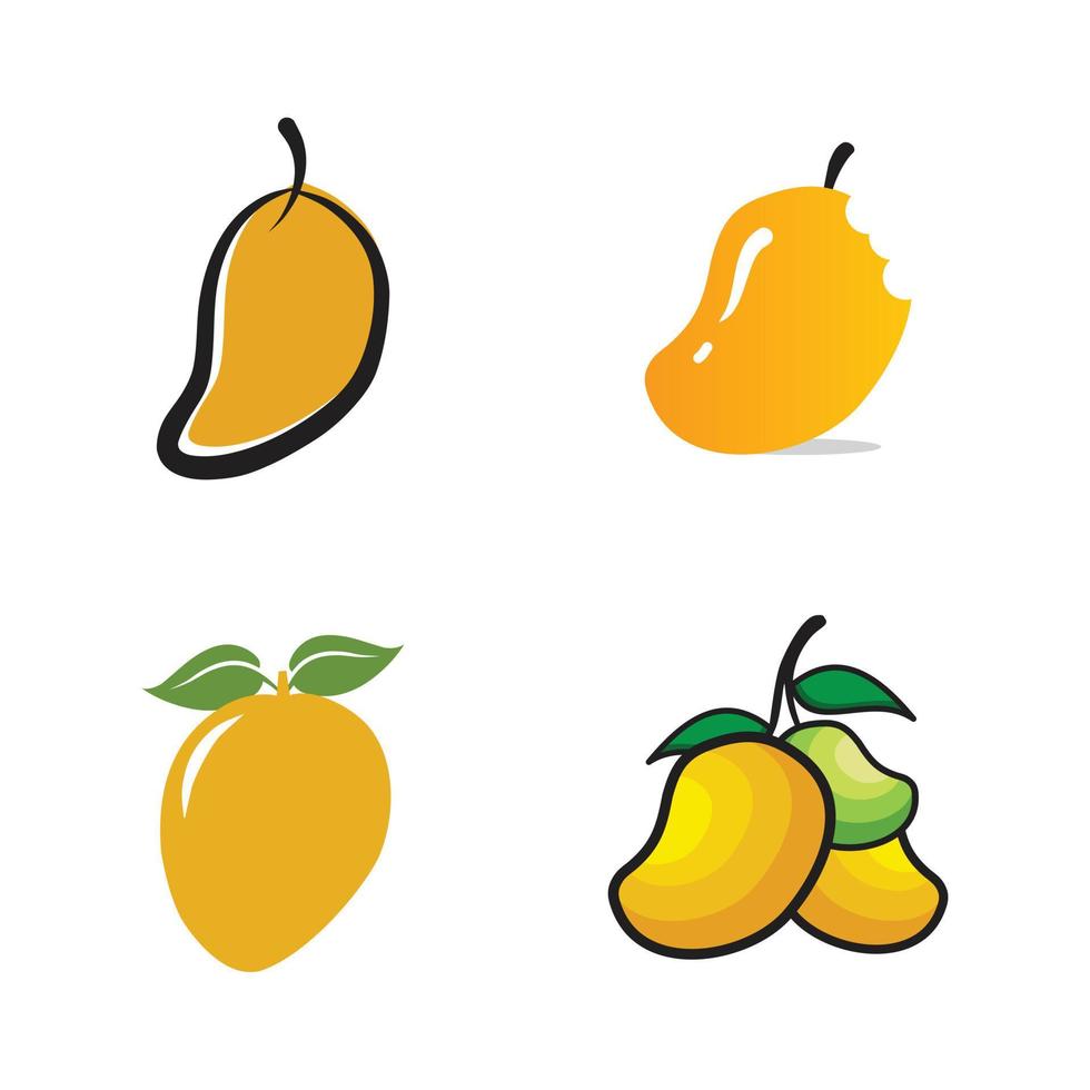 Mango fruit icon set logo design vector