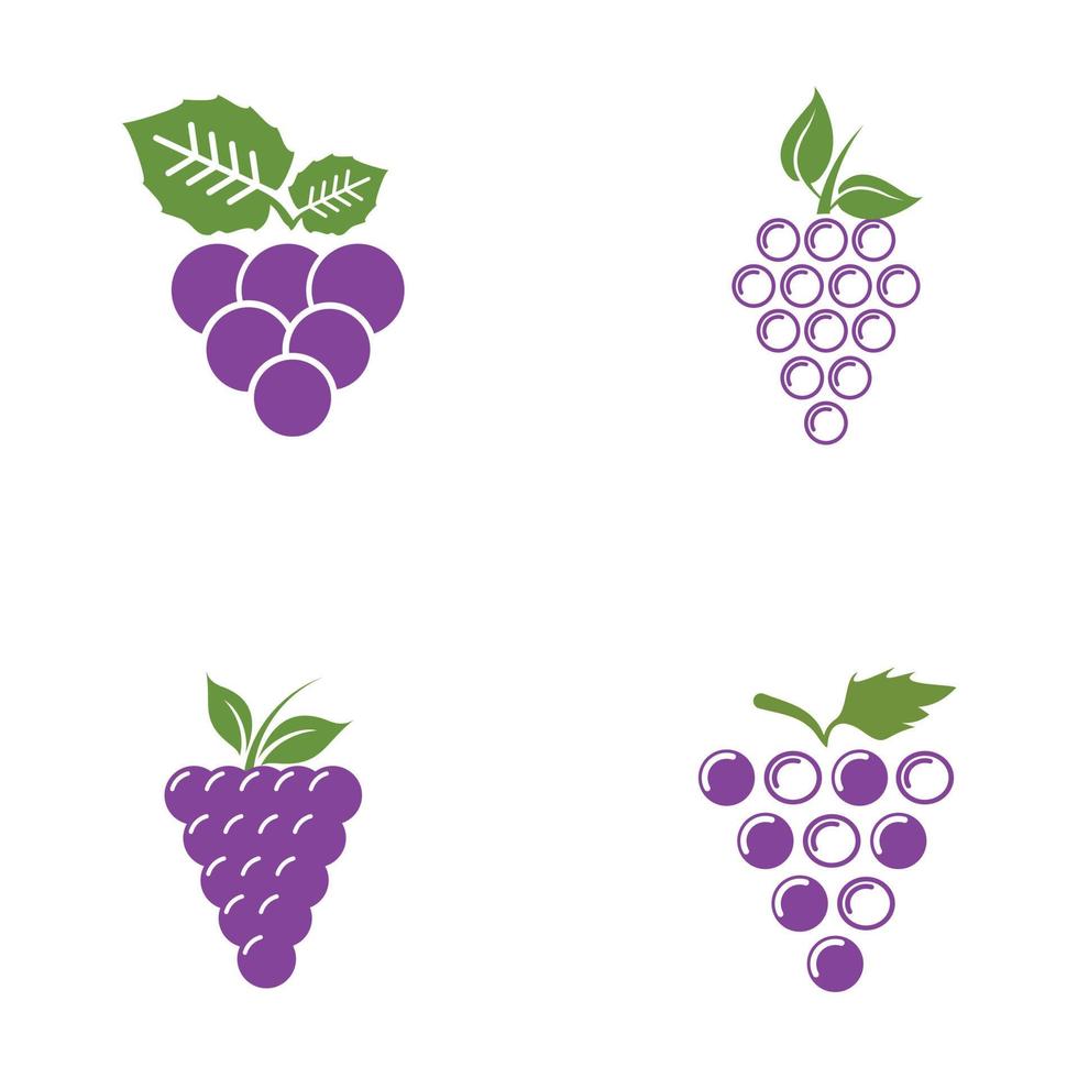 icono de fruta de uva set diseño de logotipo vector