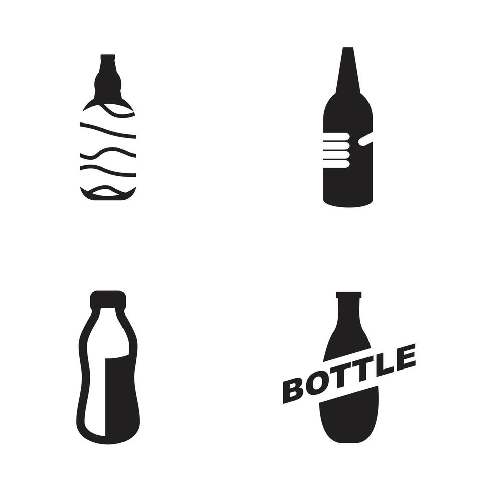 set bottle icon logo design vector