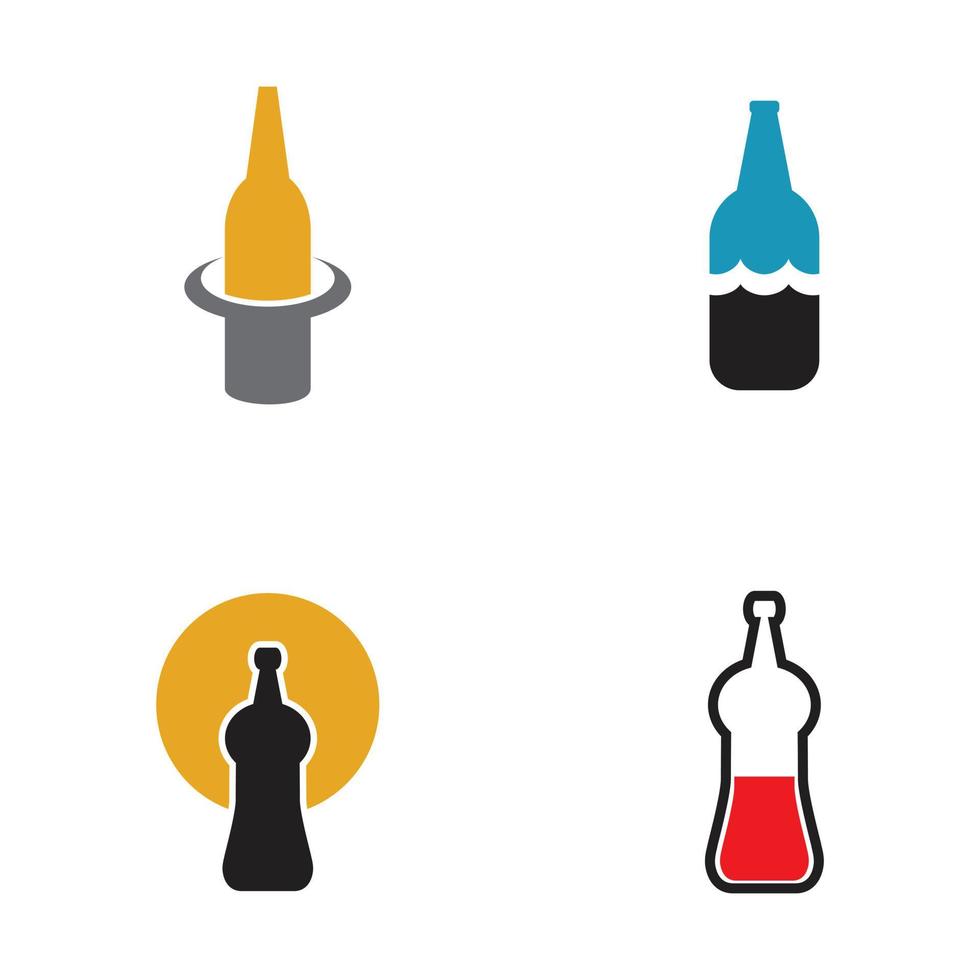 set bottle icon logo design vector