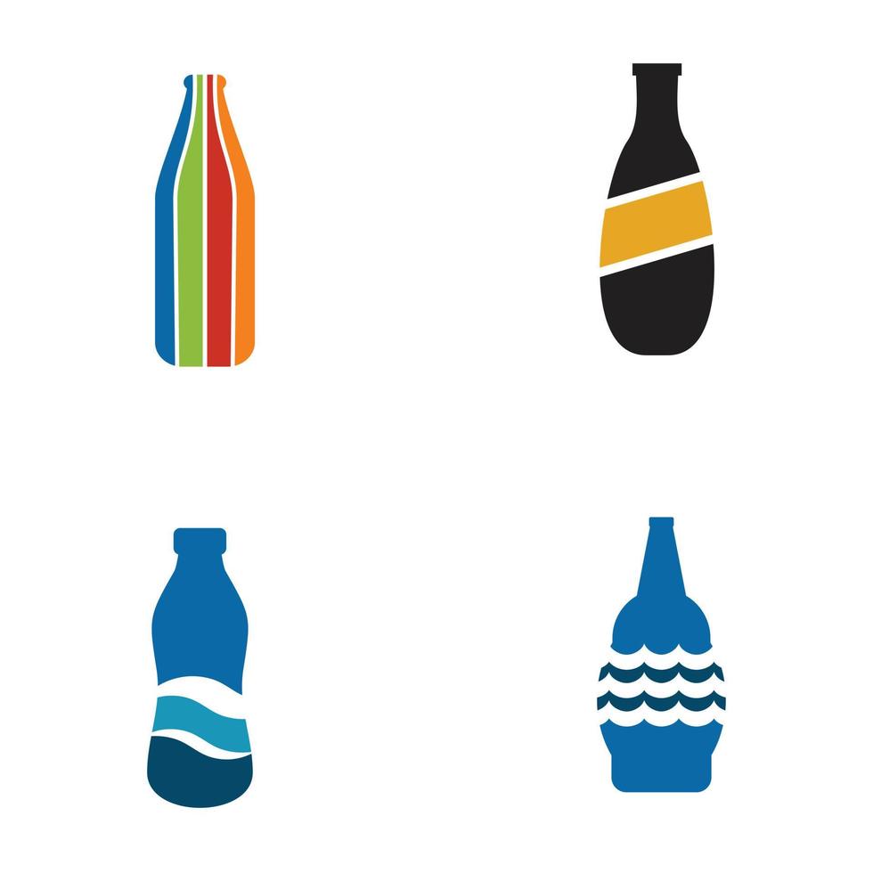 set bottle icon logo design vector