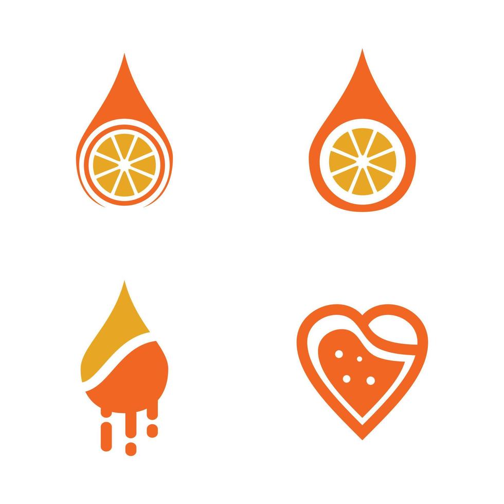 Orange fruit icon set logo design vector