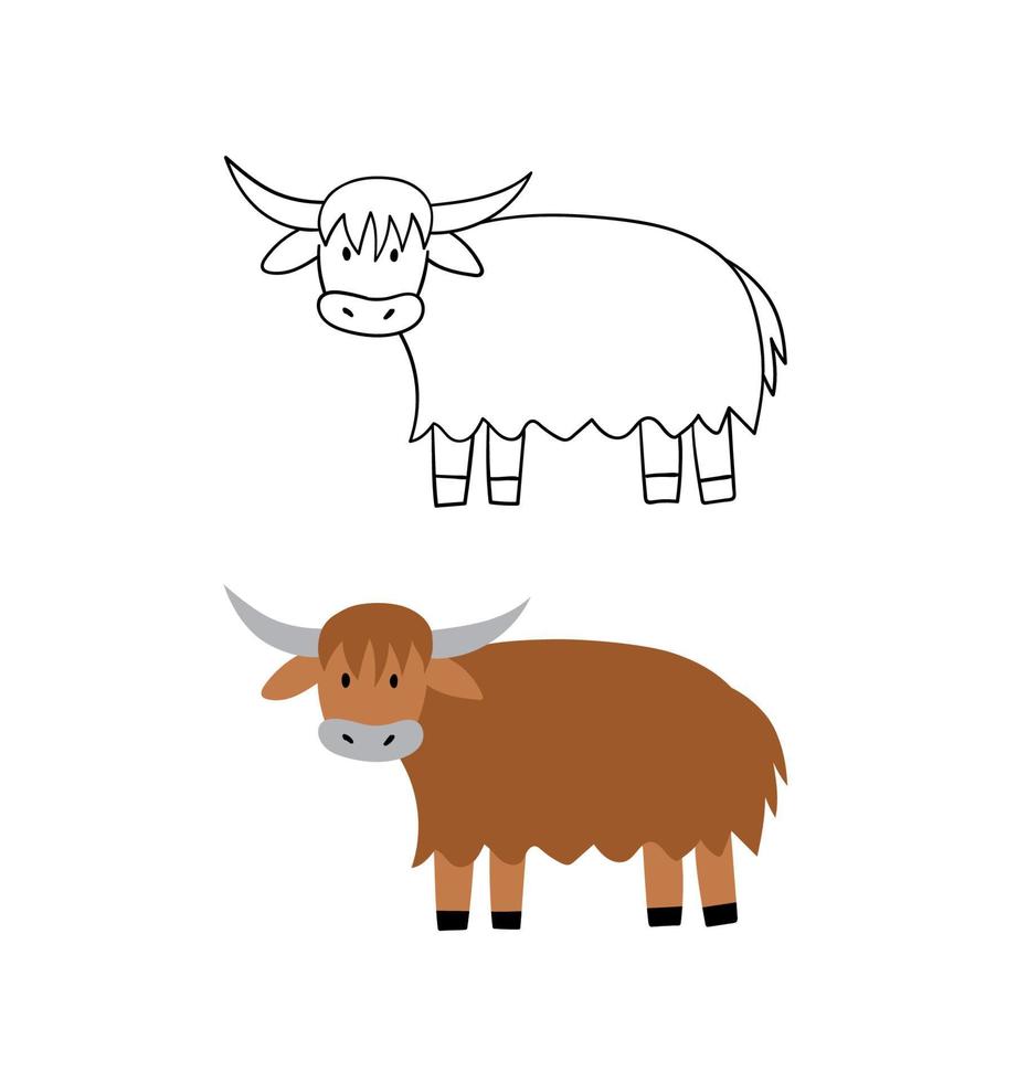 Hand drawn yak. Vector illustration.