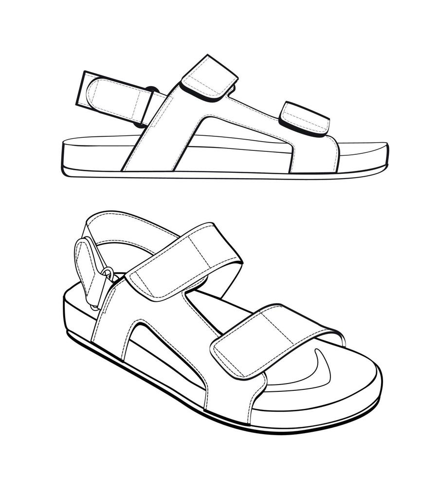 zapatos, sandalias, icono y dibujo sobre fondo blanco. vector