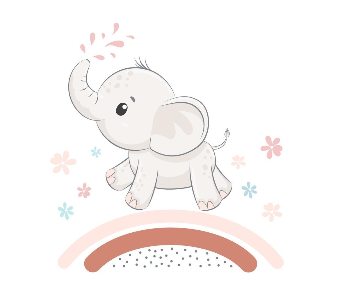 Cute and sweet elephant. Vector illustration of a cartoon .