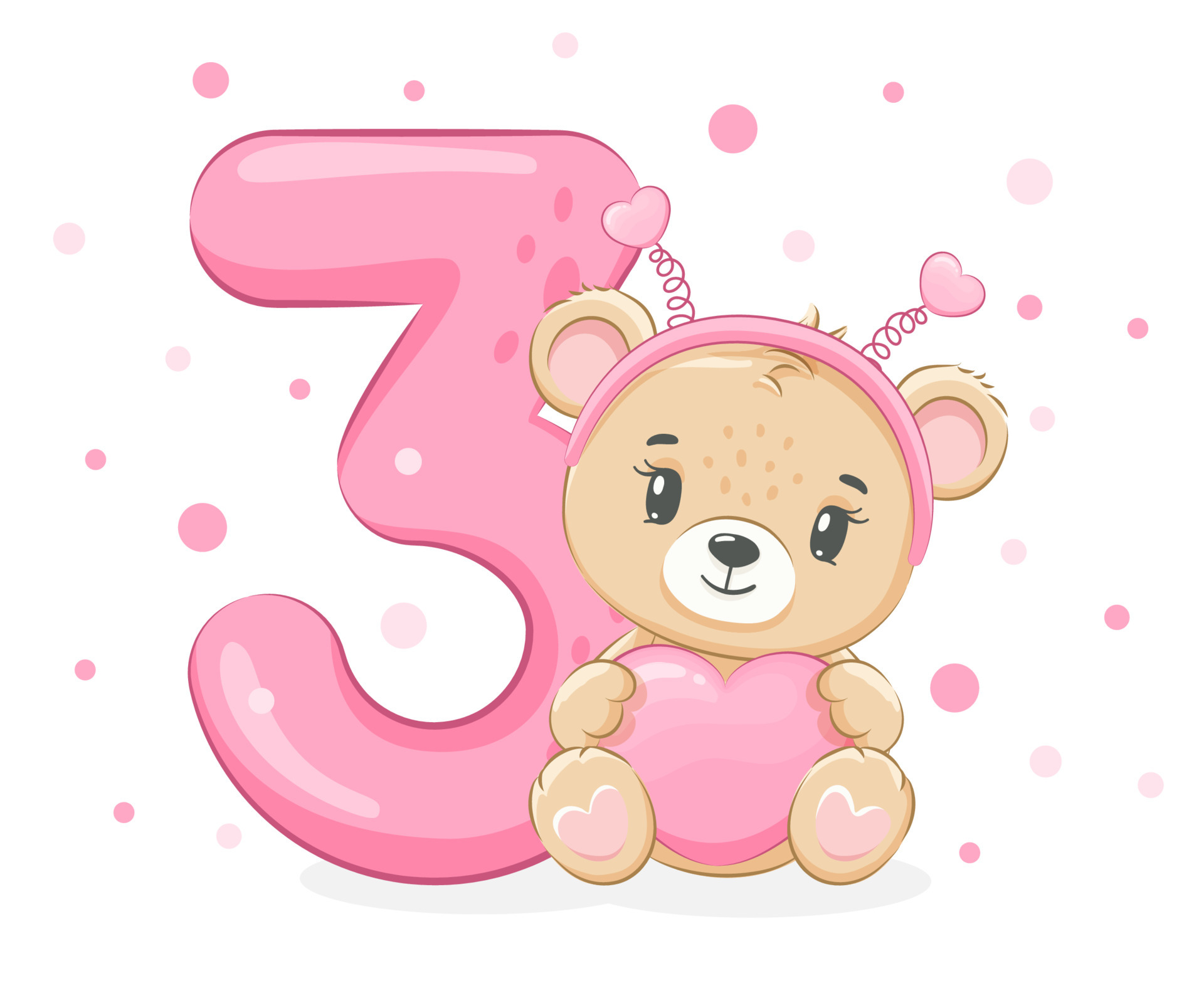An illustration from the cartoon - Happy birthday, 3 years, a cute little  bear girl. Vector illustration. 5001900 Vector Art at Vecteezy
