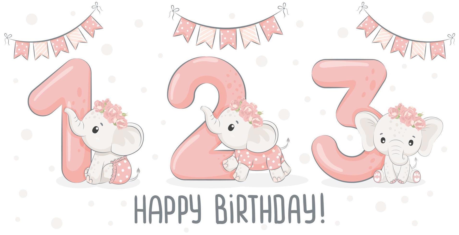 une illustration du dessin animé - joyeux anniversaire, 1 an, une jolie  petite fille ours. illustration vectorielle. 5001944 Art vectoriel chez  Vecteezy