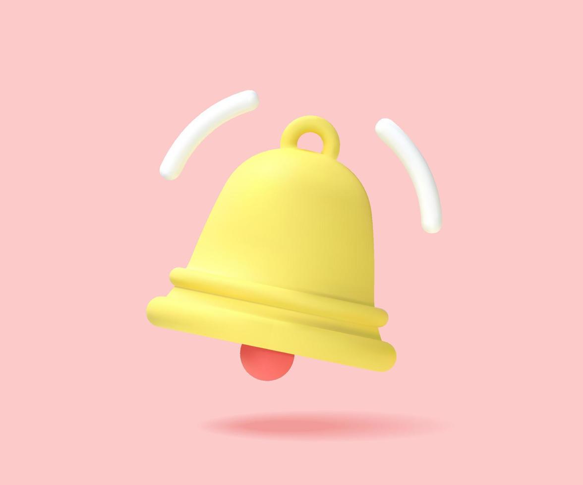 Yellow notification bell, an alert has arrived. one new notification concept. Notification. Vector graphics.