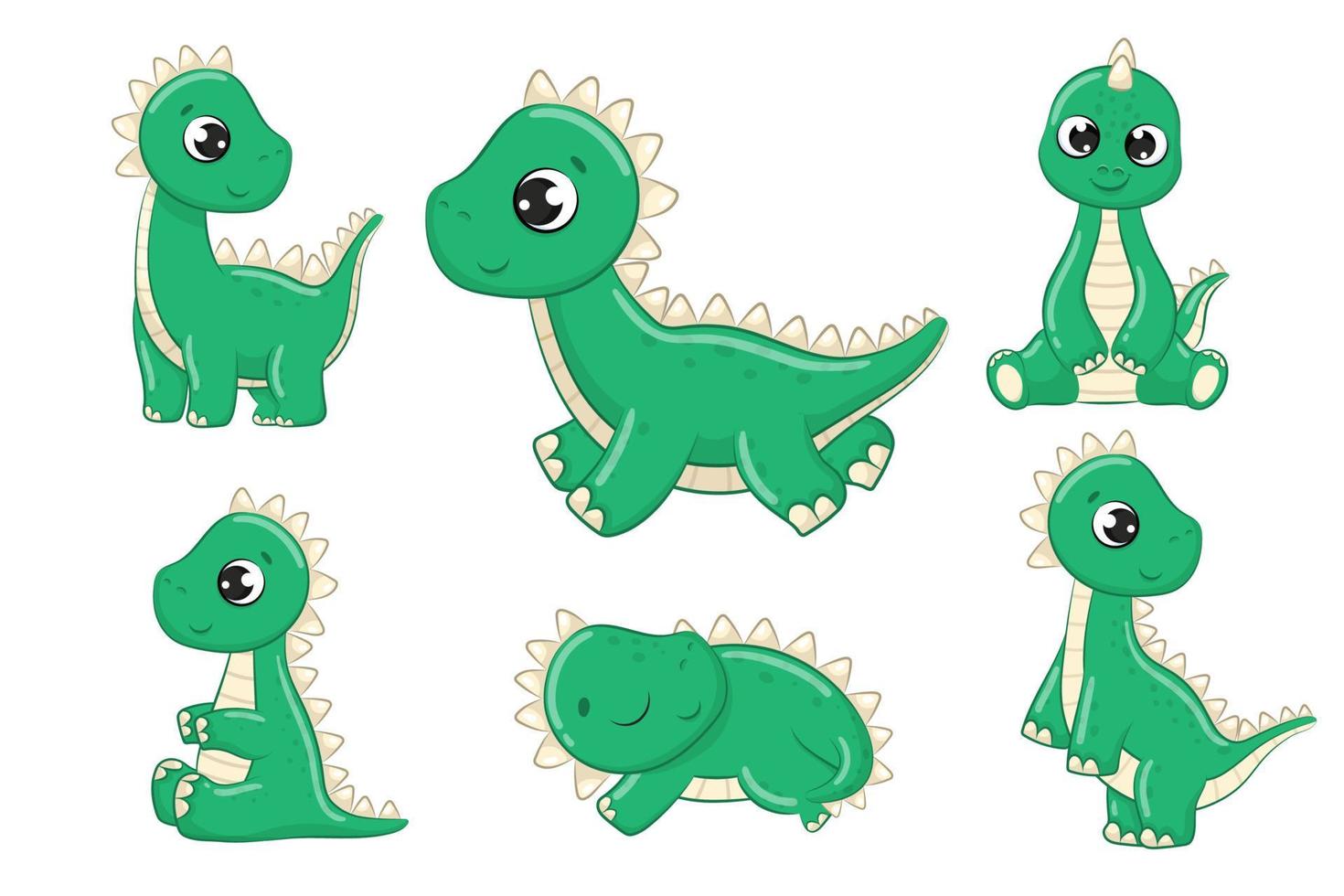 Cute set baby dinosaurs illustration. Vector illustration for baby shower, greeting card, party invitation, fashion clothes t-shirt print.