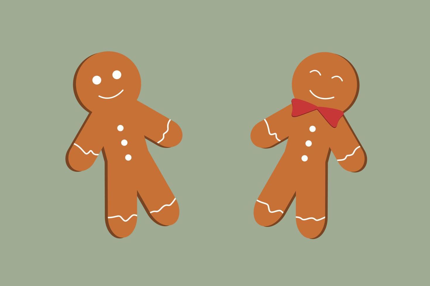 Christmas Gingerbread Set Vector Art Flat Illustration