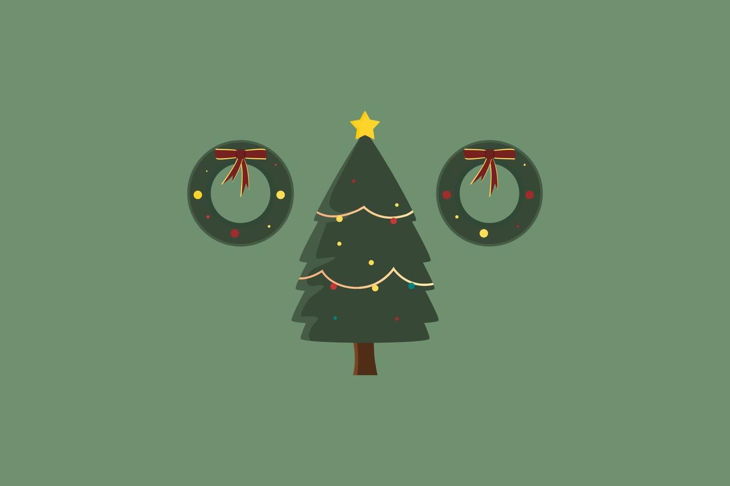 navidad natal, árbol, conjunto, plano, ilustración, vector