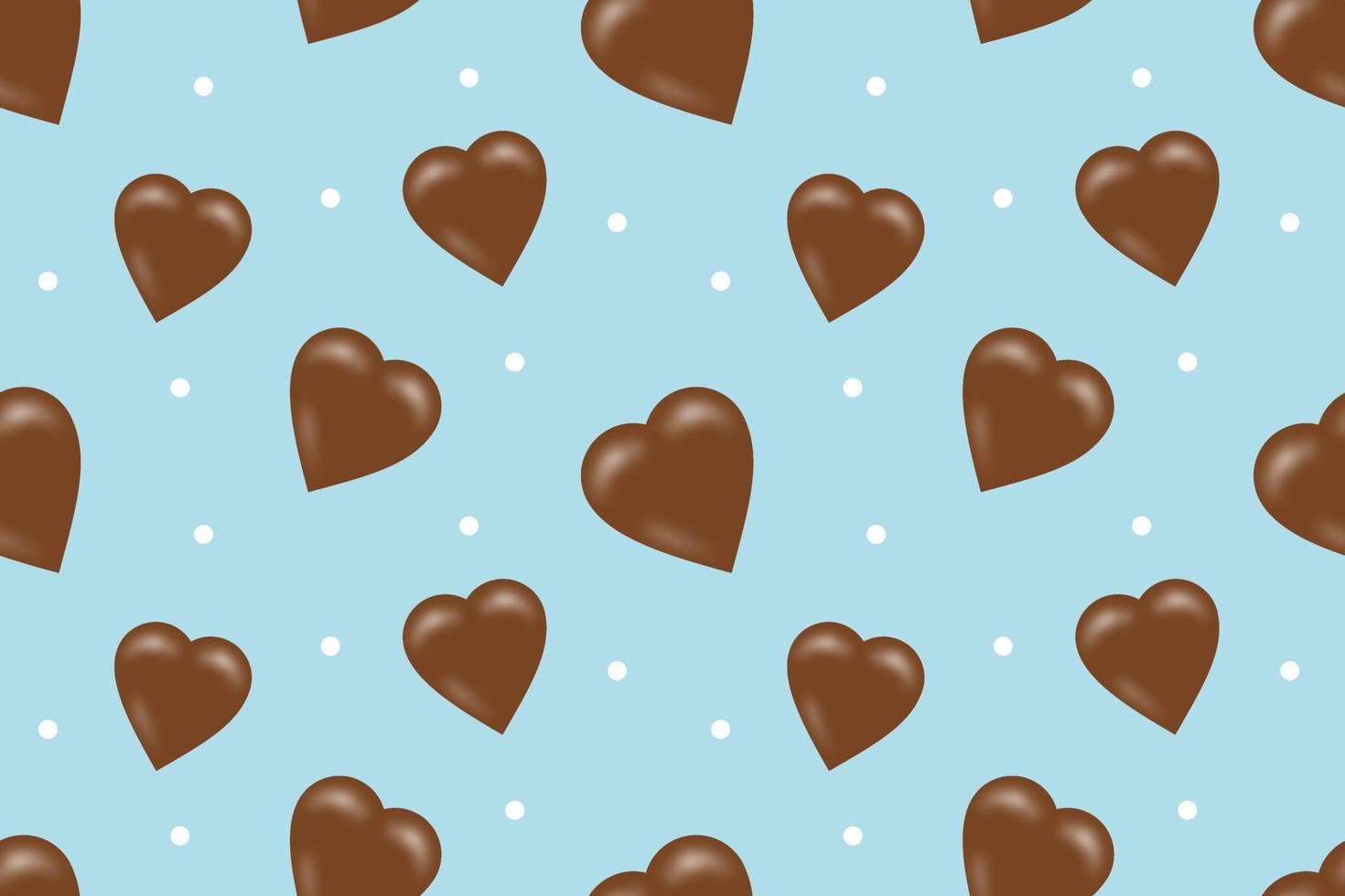 Chocolate Love Seamless Pattern Blue Background vector