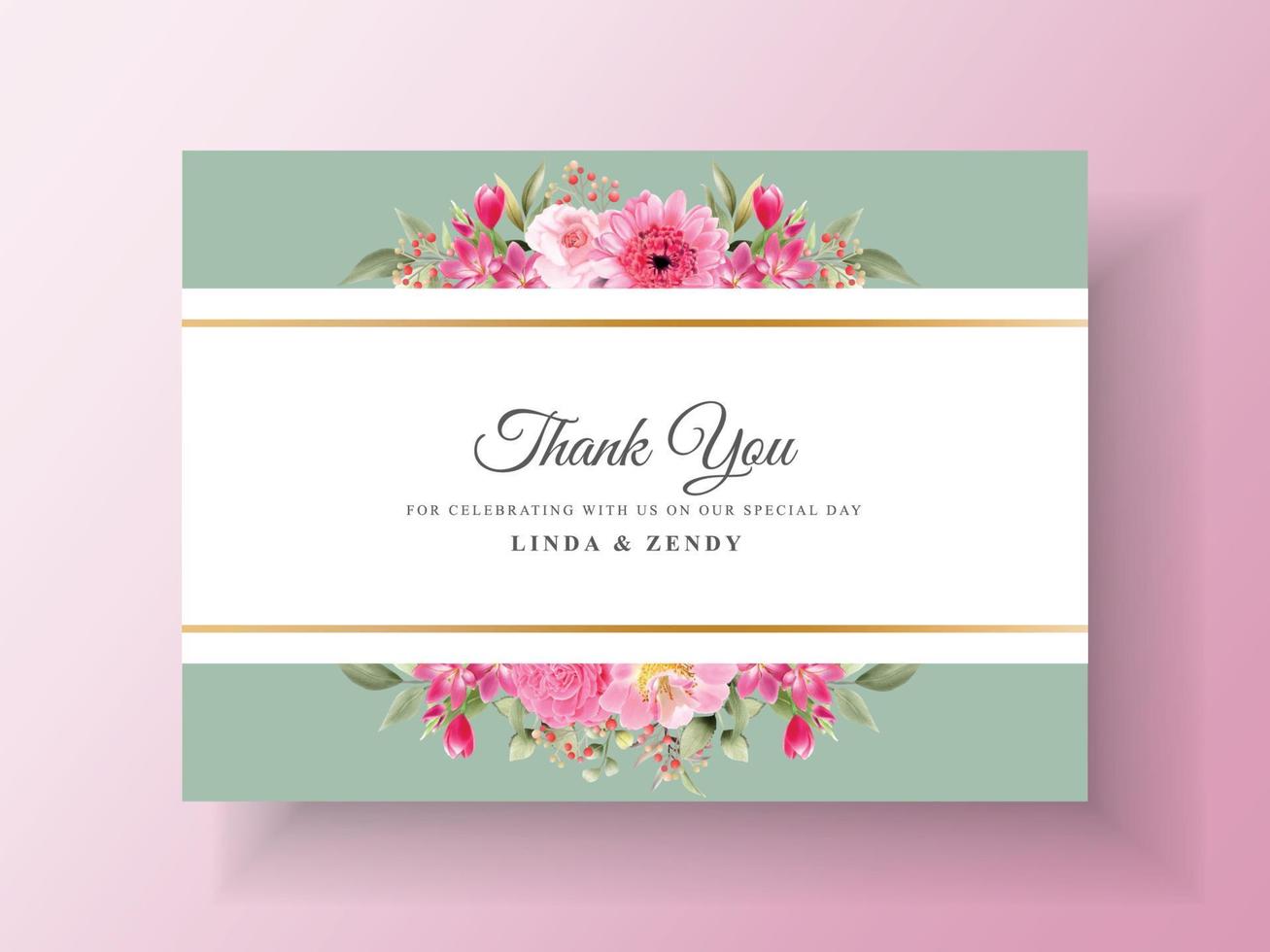 Beautiful pink flower wedding invitation vector