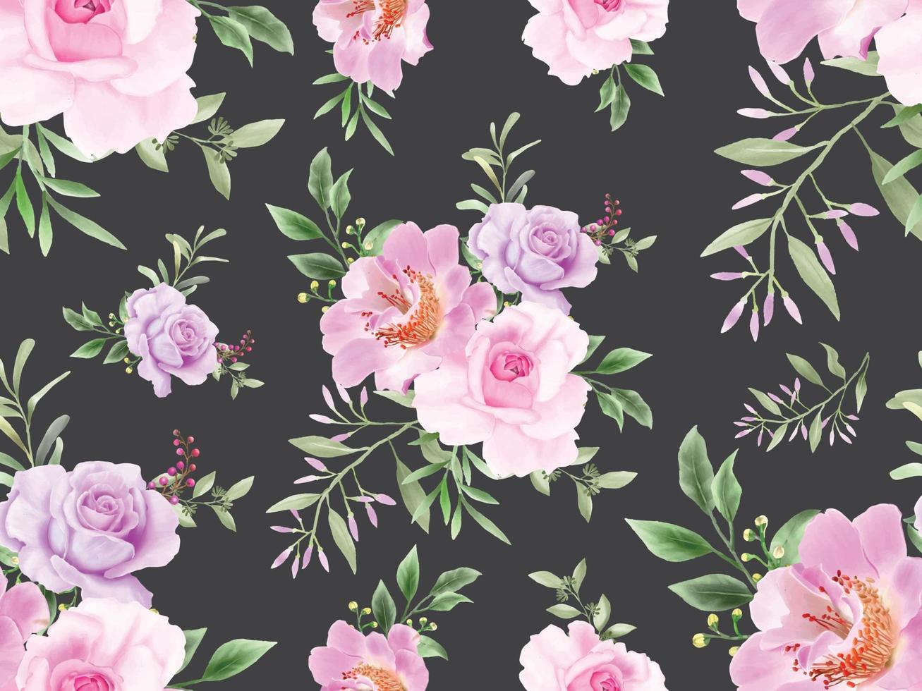 Beautiful Flowers and leaves seamless pattern vector