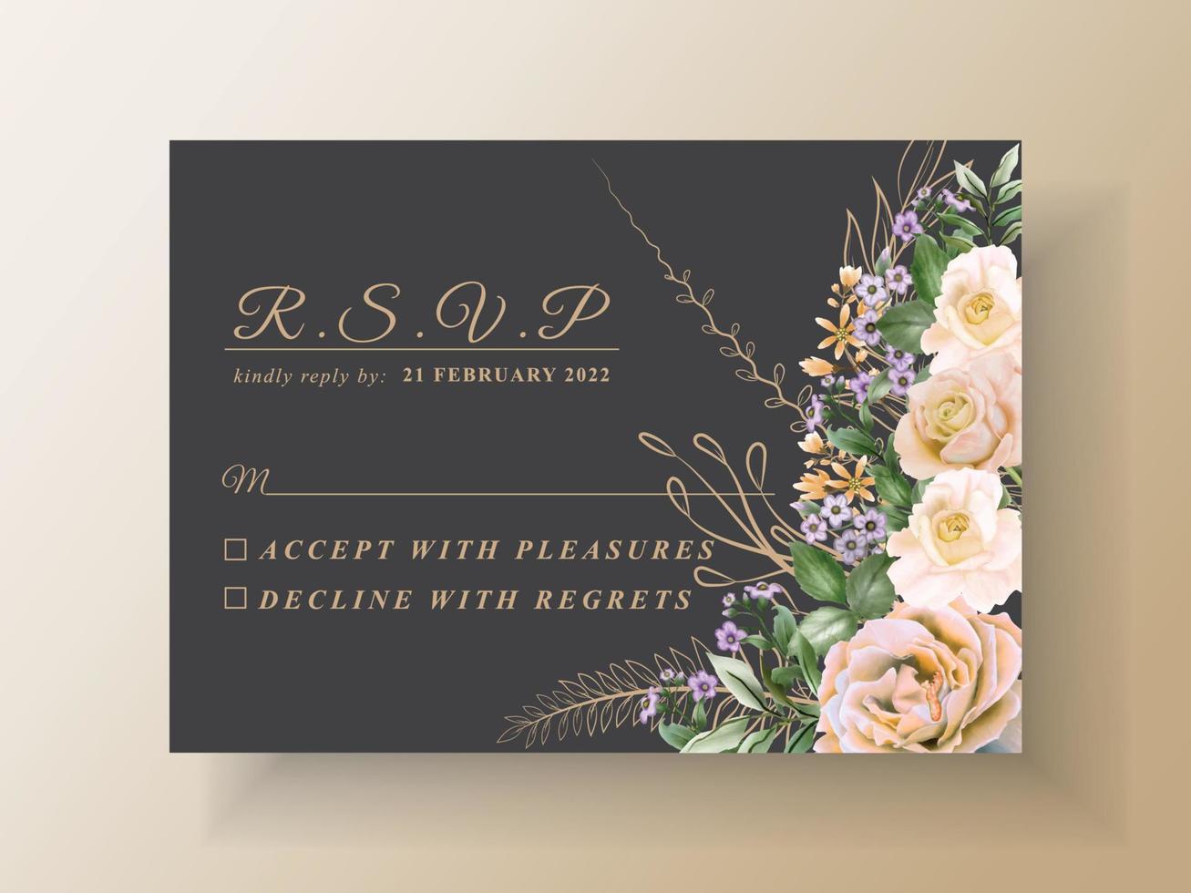 Wedding invitation elegant black theme vector