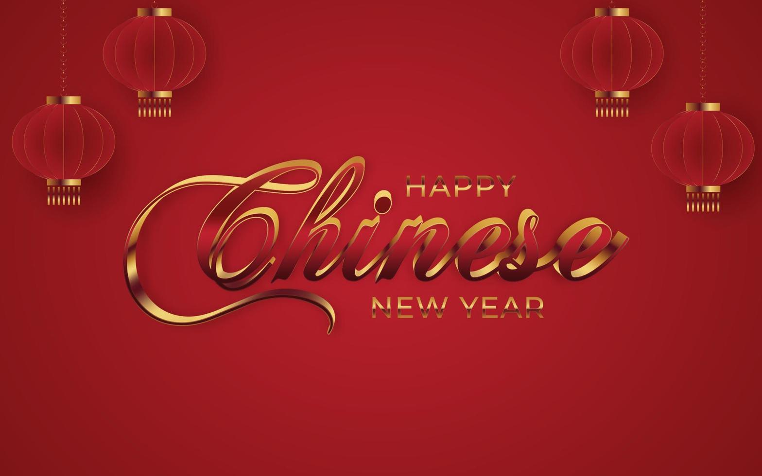 feliz año nuevo chino fondo. efecto de texto editable estilo oro rojo. vector