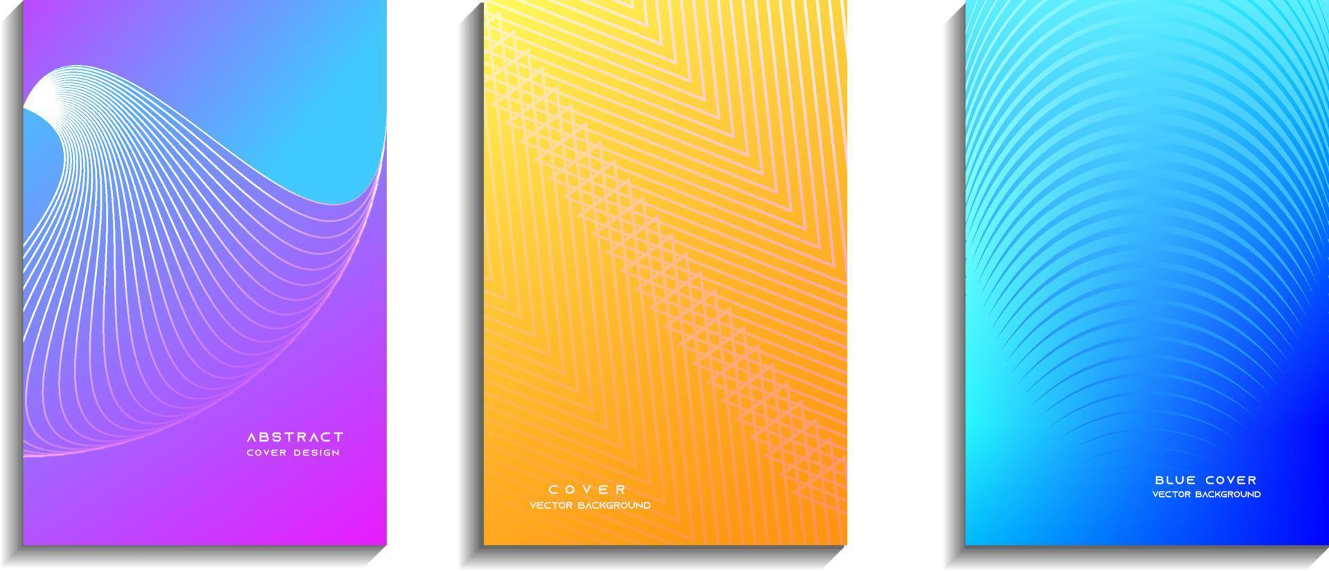 ech cover templates set. Geometric lines patterns. Linear backgrounds for cataloges, corporate brochures. Lines texture, header title elements. Annual report covers. vector