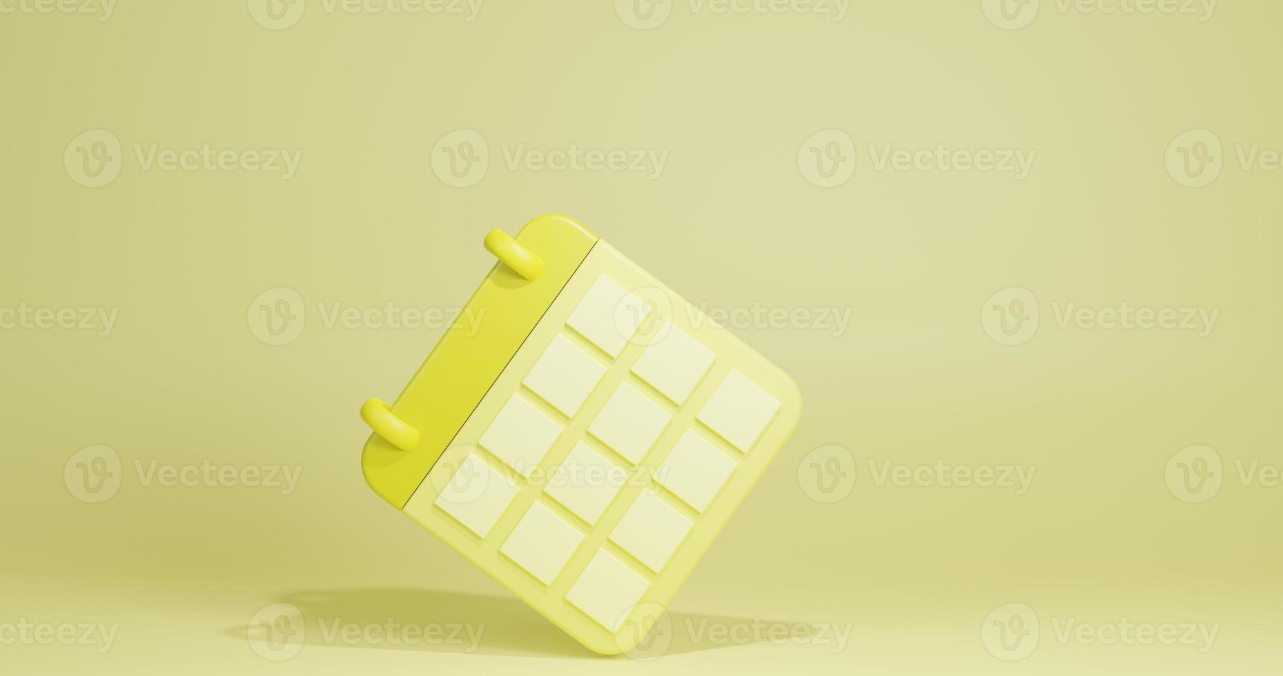 3D render illustration organizer calendar Yellow photo