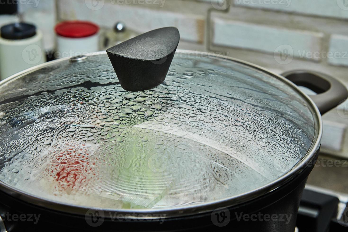 Texture of drops on glass cover with selective focus, background photo