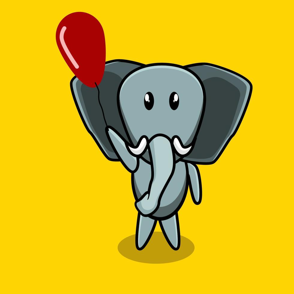 elephant cute character with balloon vector