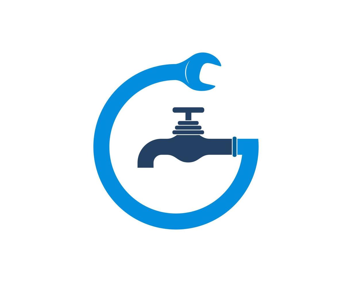Plumbing with wrench repair and G letter initial vector