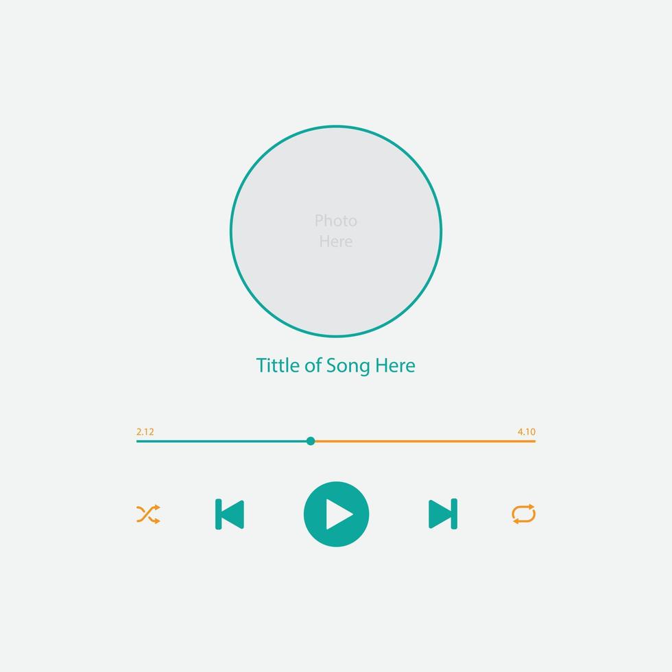 template music player for handphone. music player template with simple modern style vector