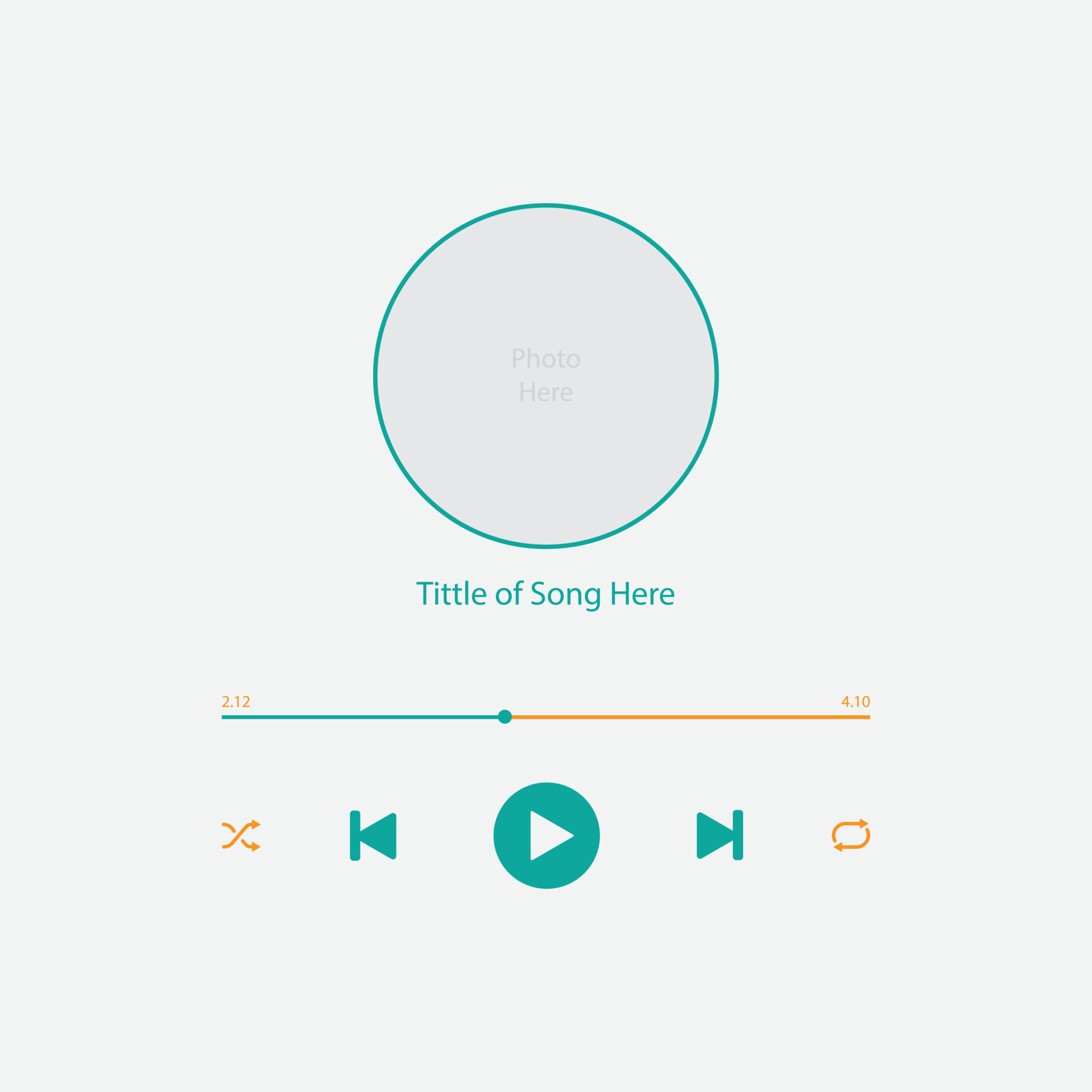 template music player for handphone. music player template with simple