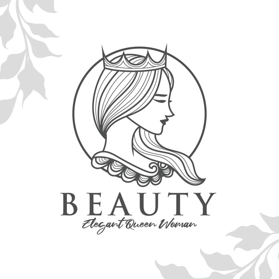 Queen beauty woman logo template editable Premium Vector