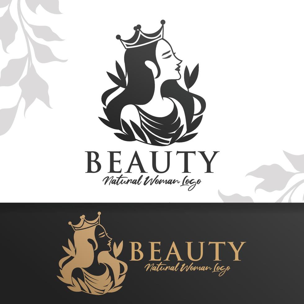 reina belleza mujer plantilla de logotipo editable vector premium