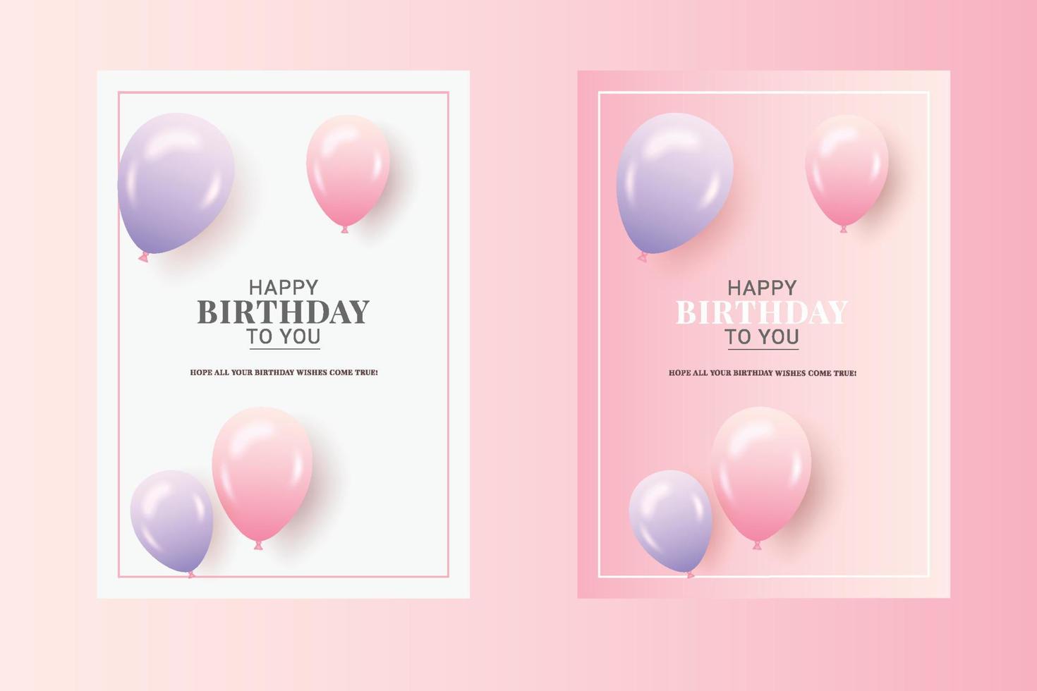 Happy Birthday card with pink    balloon vector