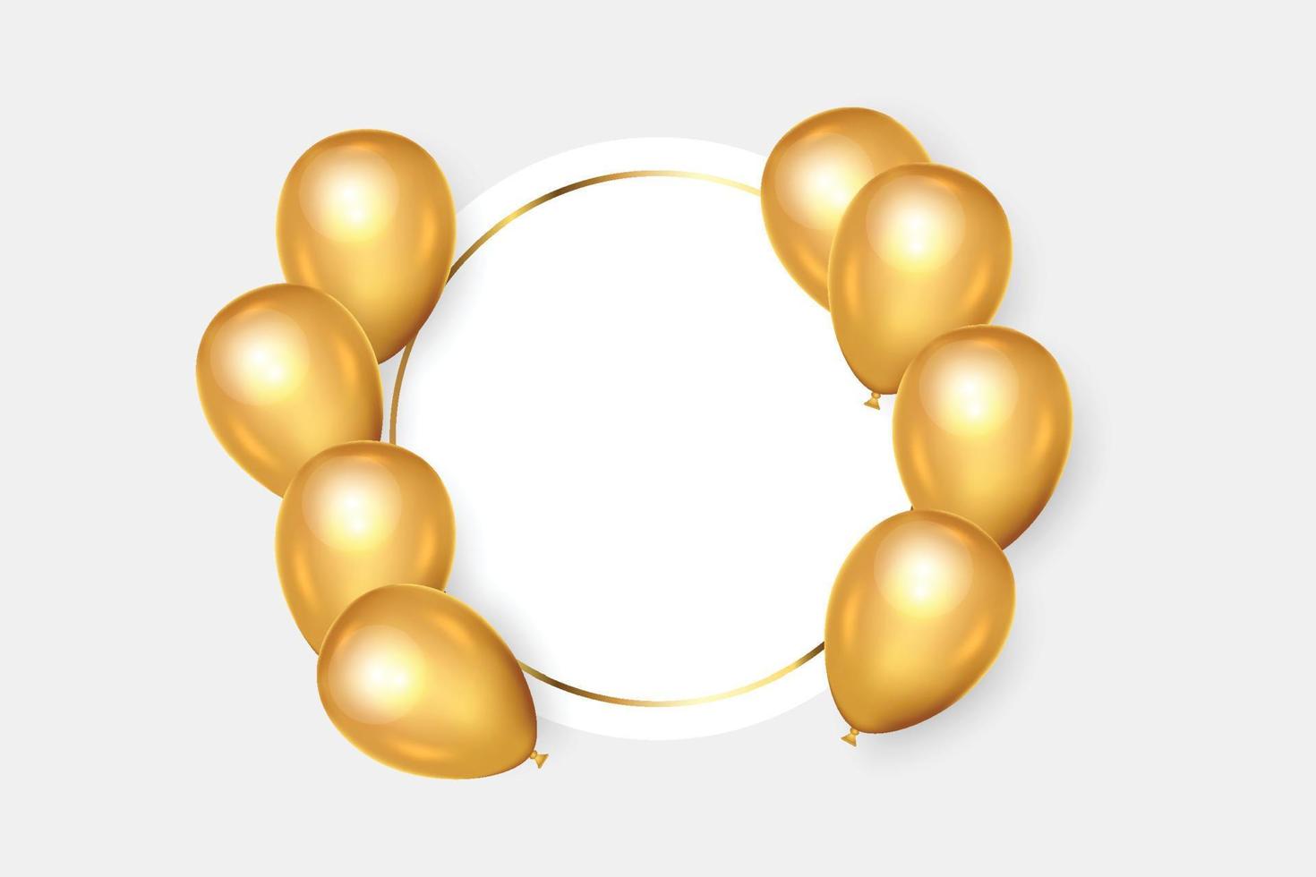 marco de cumpleaños con globos dorados y marco de fotos vector