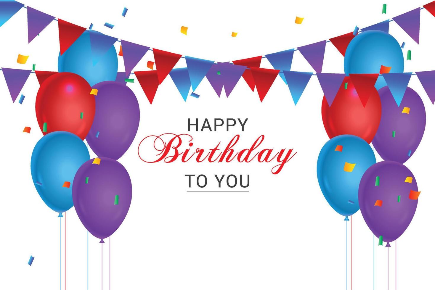 Happy Birthday wish red and  blue balloons vector