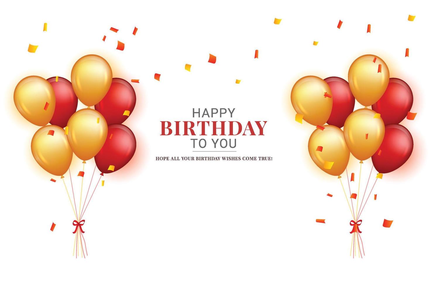 Happy Birthday wish red and yellow balloons vector