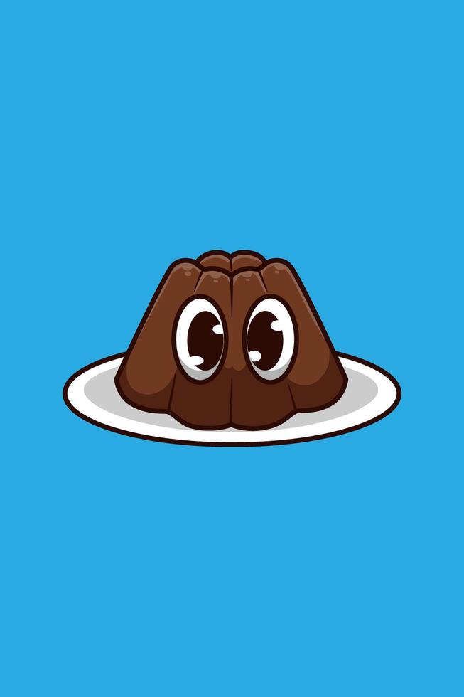 Chocolate pudding cartoon illustration vector