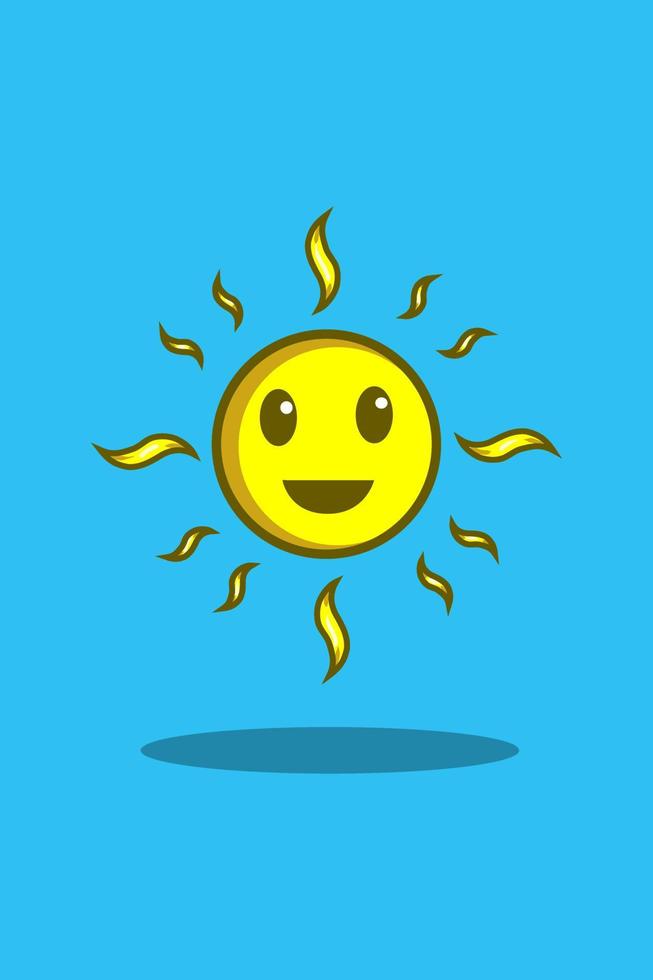 Happy sun cartoon illustration vector