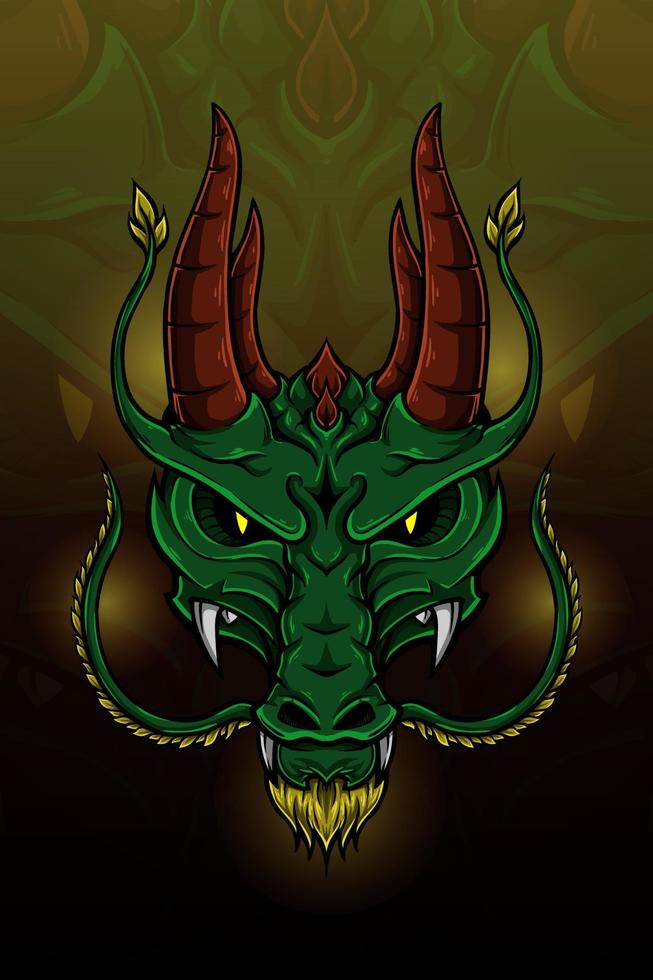 Double horn dragon vector illustration