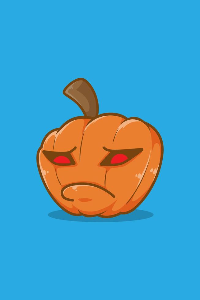 Pouting halloween pumpkin cartoon illustration vector