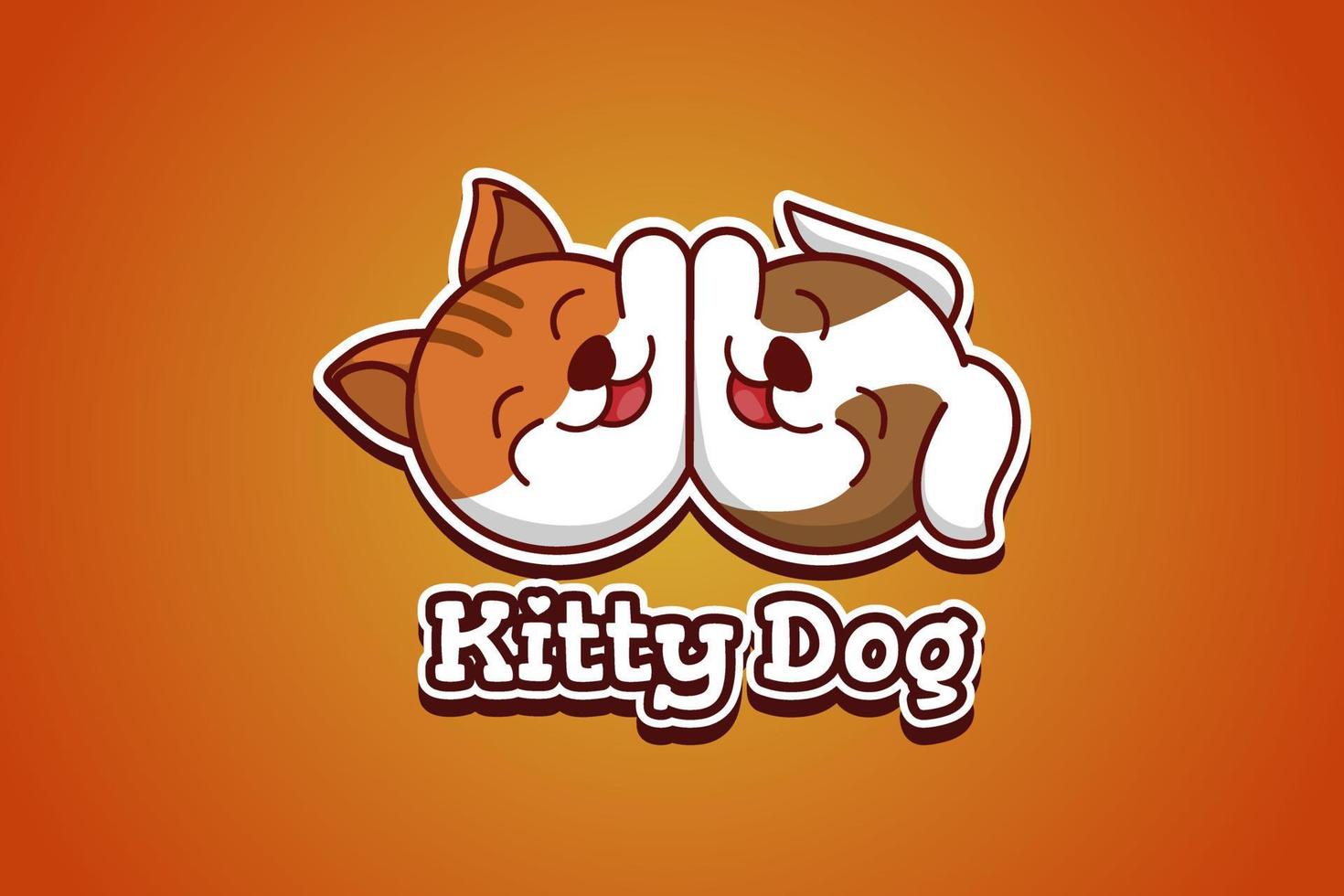 Dog and cat logo cartoon illustration vector