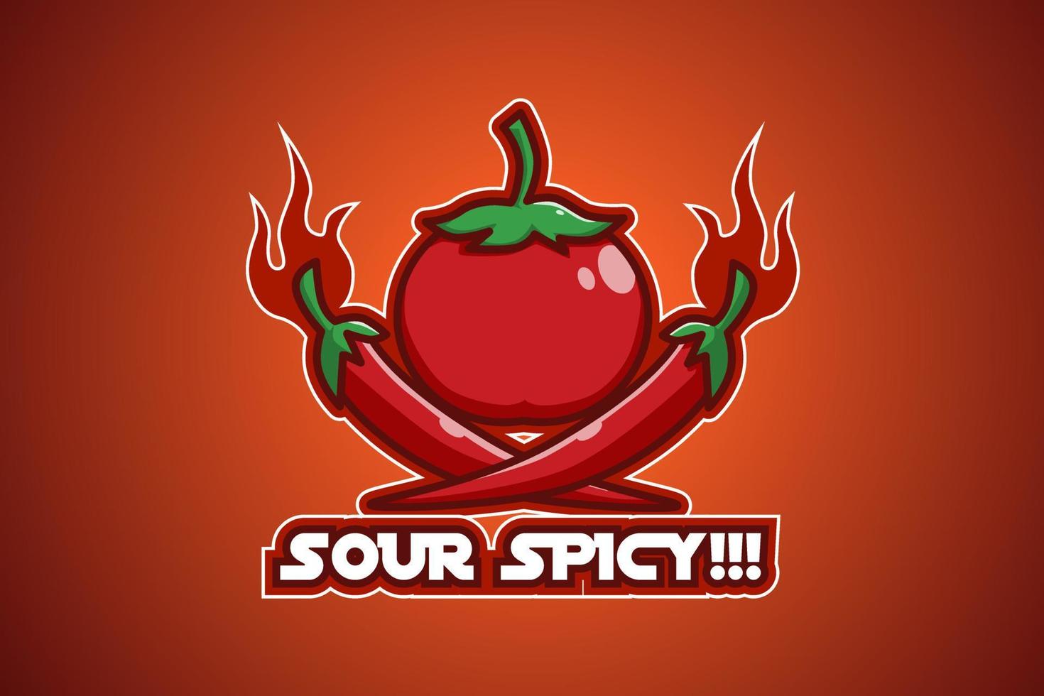 tomato and chili logo cartoon illustration vector