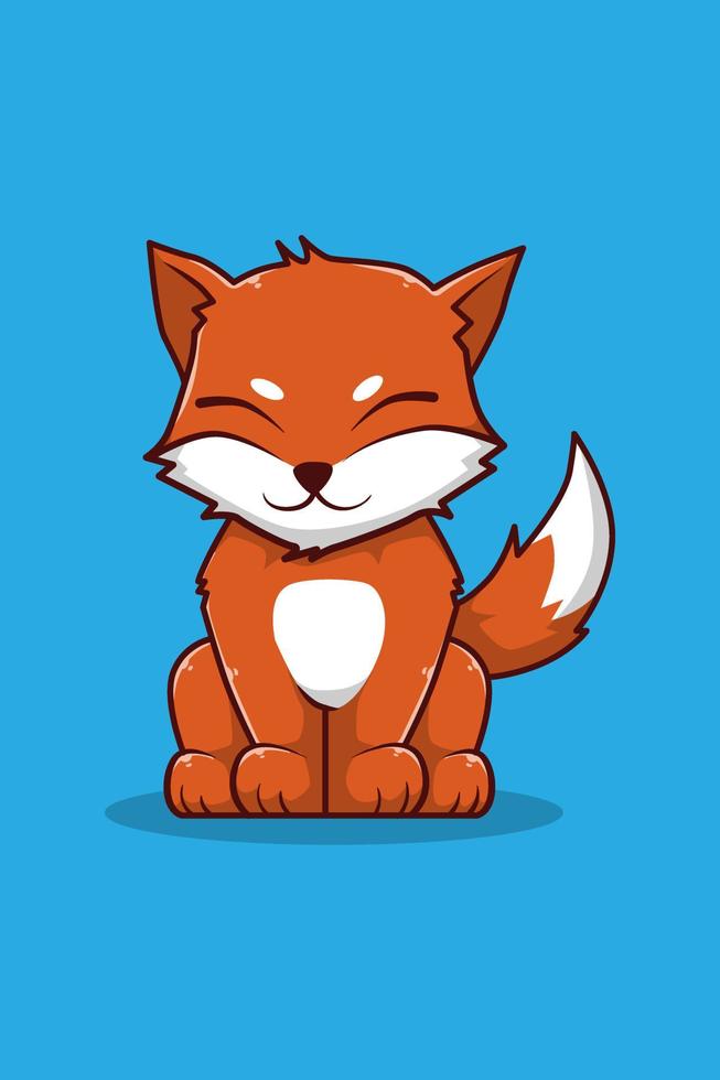Cute fox in world animal day cartoon illustration vector