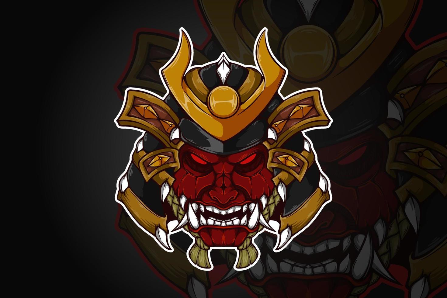 Samurai head with tooth illustration vector