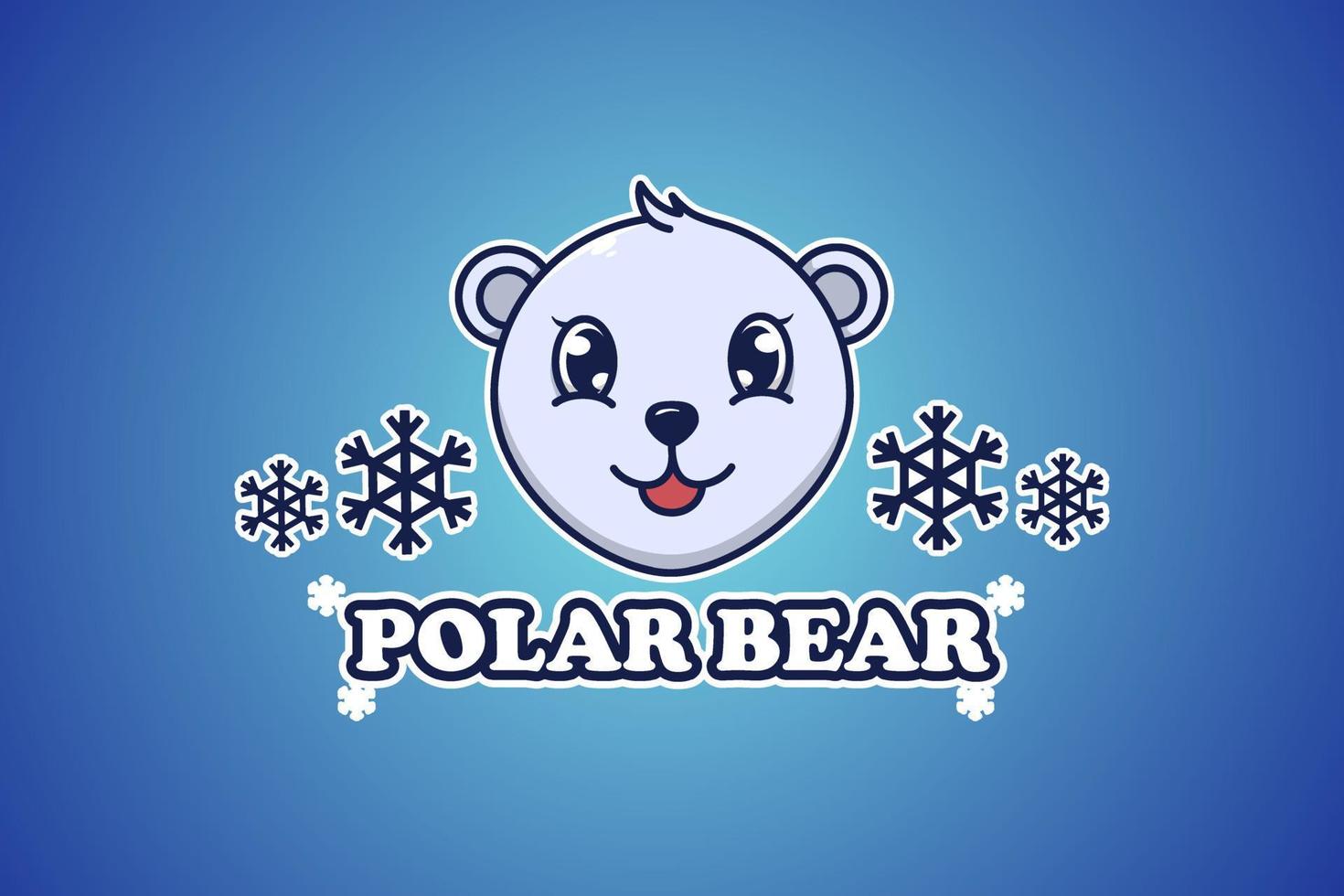 Polar bear logo cartoon illustration vector