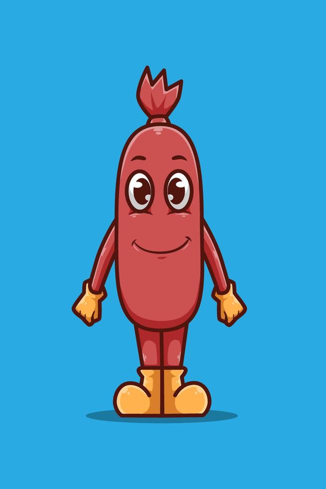 Smile sausage cartoon illustration vector