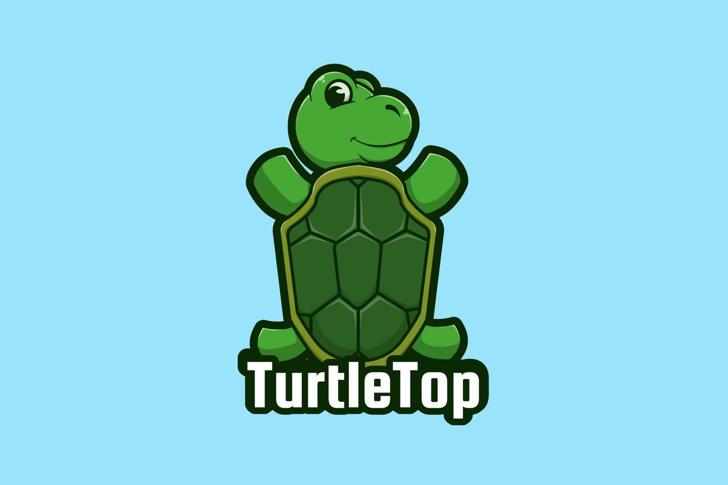 Turtle logo cartoon illustration vector